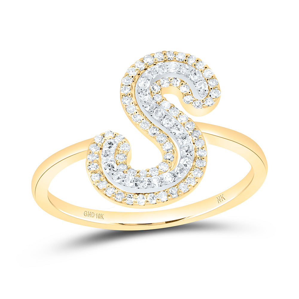 1/4Ctw-Dia Nk Fashion Initial "S" Ladies Ring (2.03 grams)
