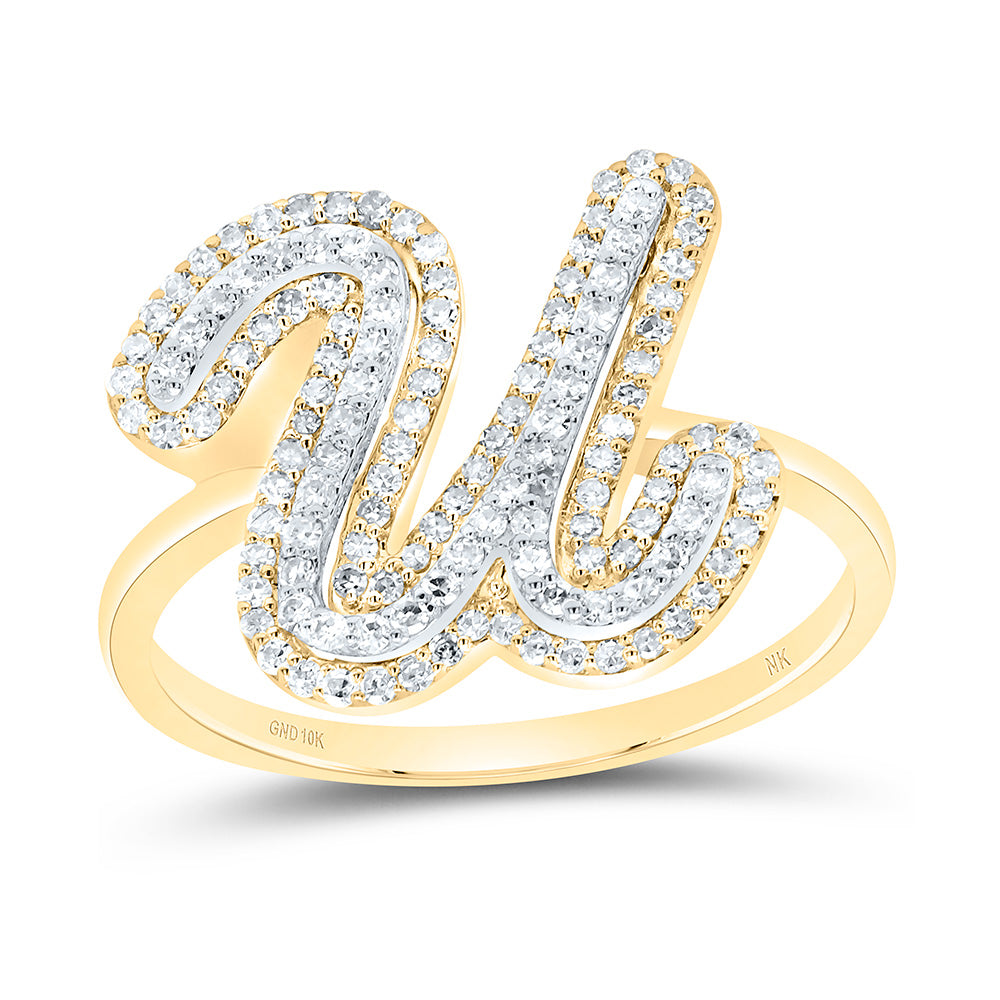 3/8Ctw-Dia Nk Fashion Initial "U" Ladies Ring (2.67 grams)