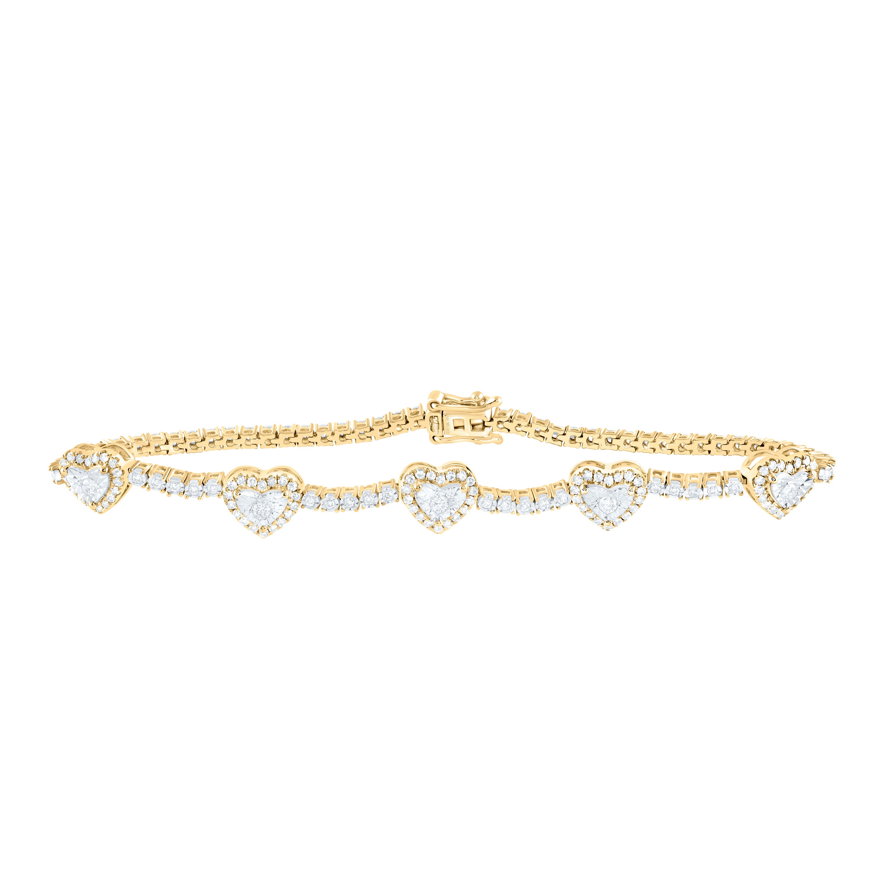 1Ctw-Nat Dia Nk Fashion Heart Tennis Bracelet (7 Inch) (7.75 grams)