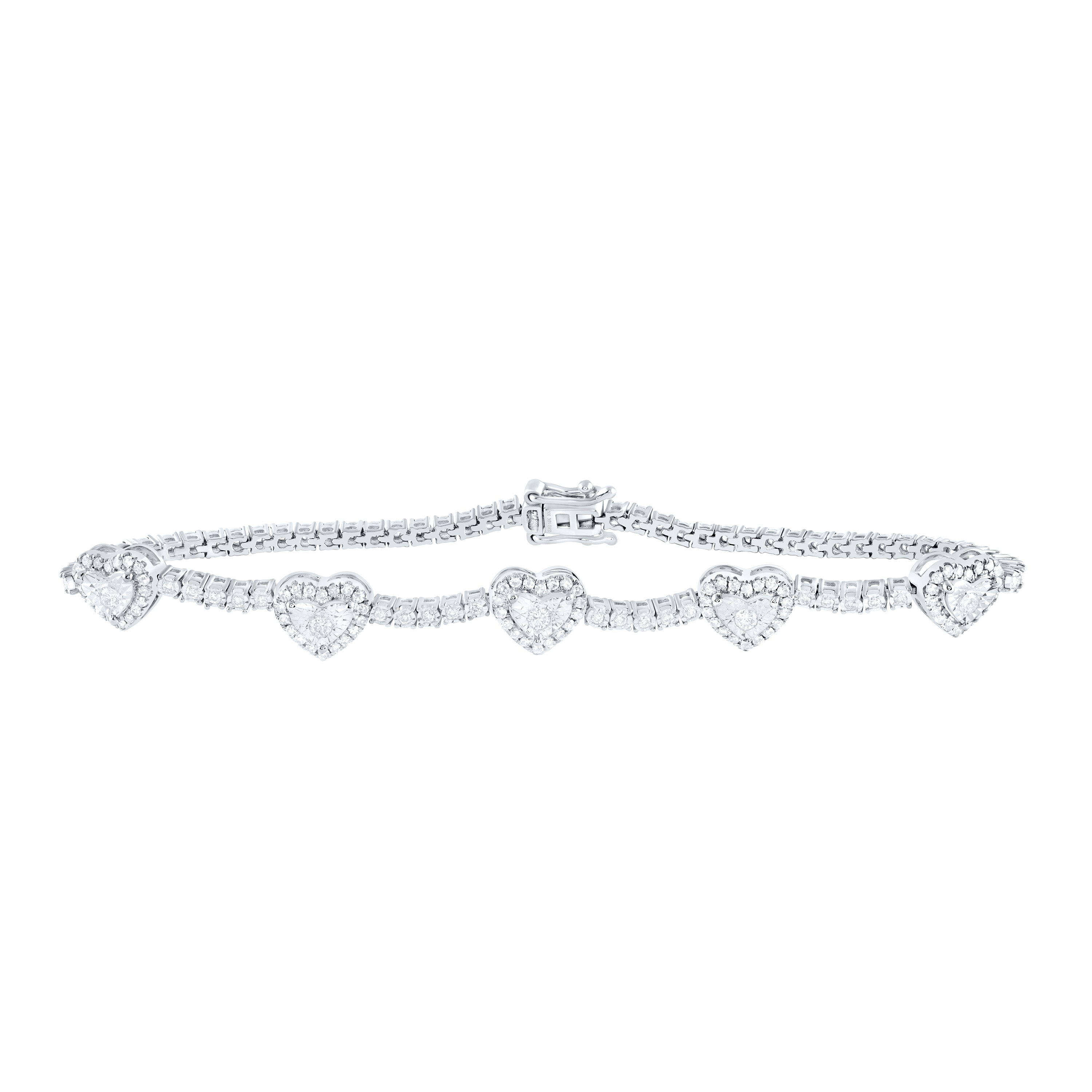 1Ctw-Nat Dia Nk Fashion Heart Tennis Bracelet (7 Inch) (7.85 grams)