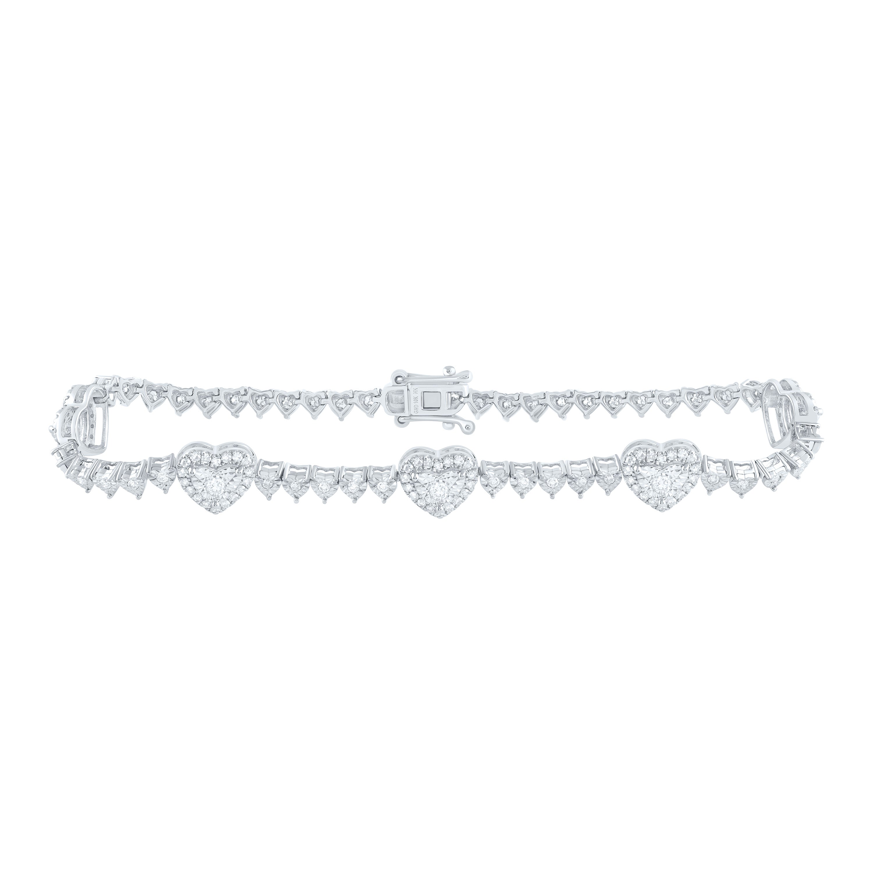 1Ctw-Nat Dia Nk Fashion Heart Tennis Bracelet (7 Inch)
