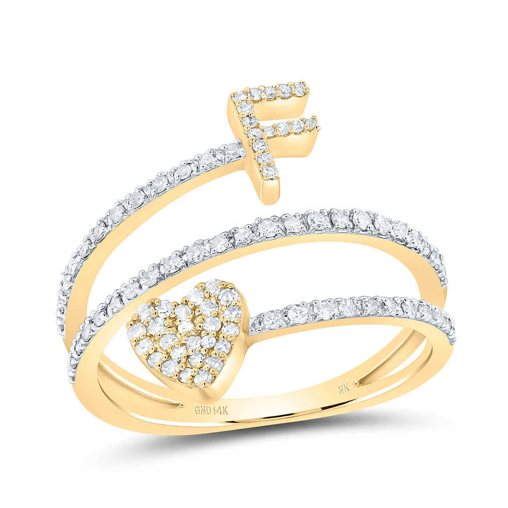 3/8Ctw-Nat Dia Nk Gift Initial "F" Heart Ladies Ring (2.74 grams)