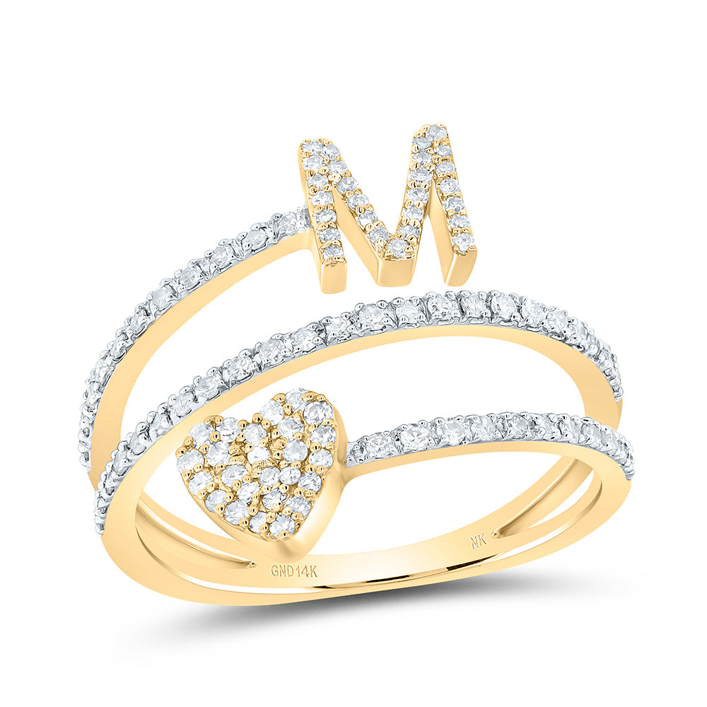3/8Ctw-Nat Dia Nk Gift Initial "M" Heart Ladies Ring (3.23 grams)