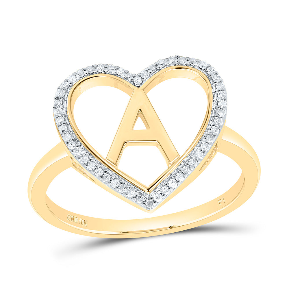 1/10Ctw-Nat Dia P1 Gift Initial "A" Ladies Heart Ring