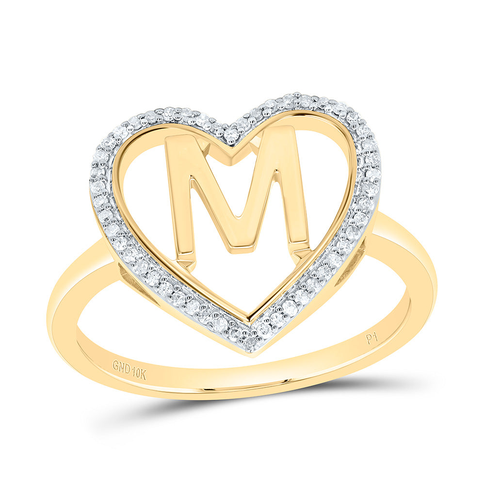 1/10Ctw-Nat Dia P1 Gift Initial "M" Ladies Heart Ring