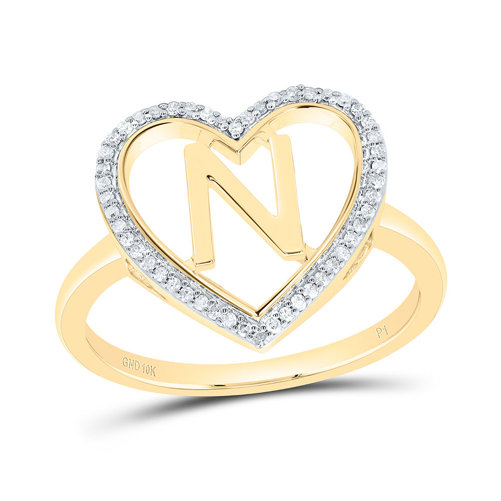 1/10Ctw-Nat Dia P1 Gift Initial "N" Ladies Heart Ring