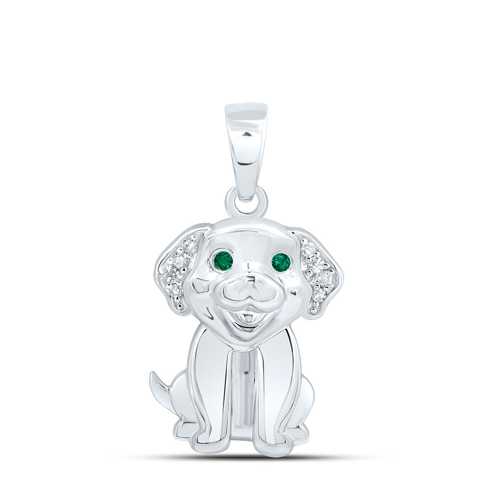 0.03Ctw-Dia P1 1.1Mm-Rd-Em Nat Gem Dog Pendant