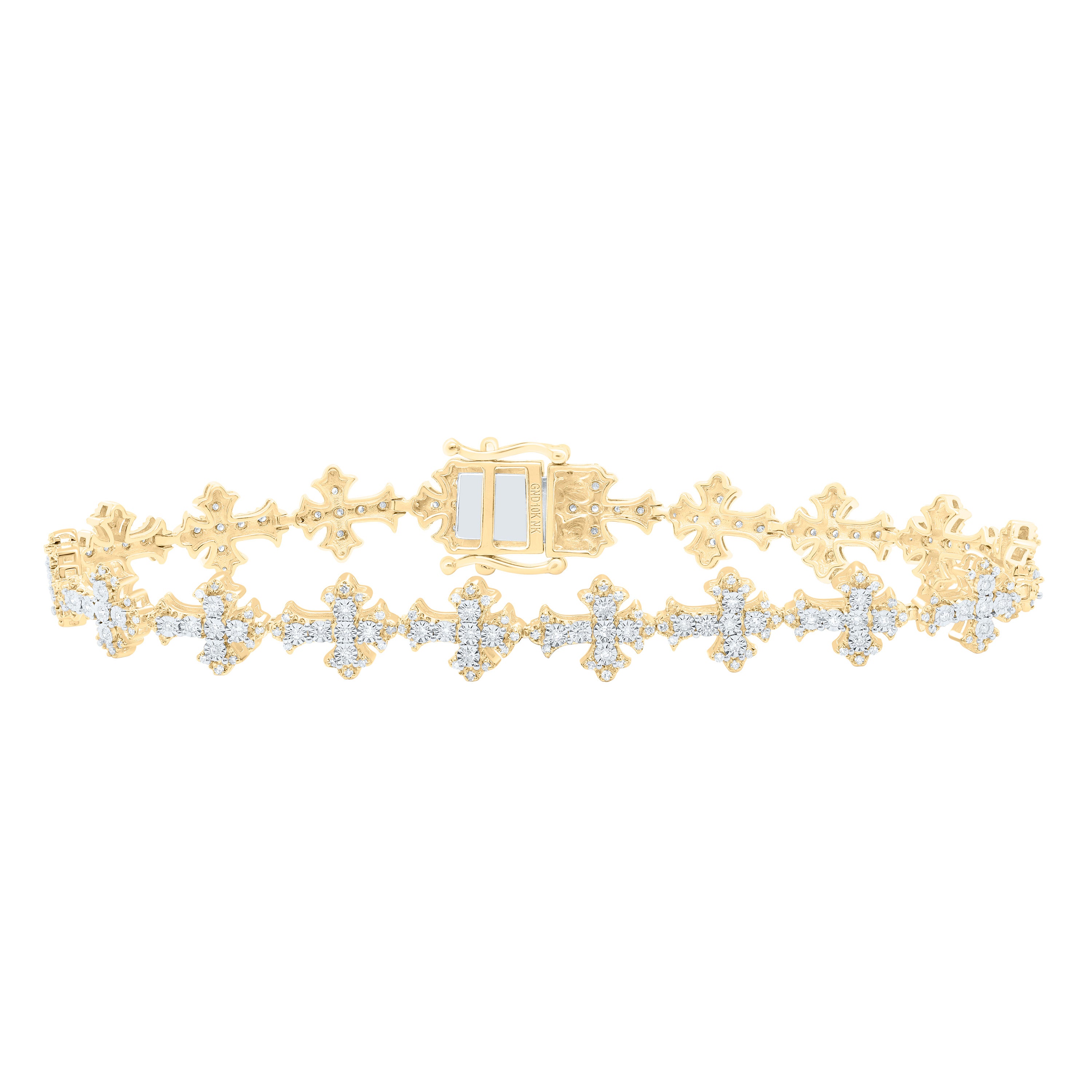 1Ctw-Nat Dia Nk Fashion Cross Mens Bracelet (8 Inch)