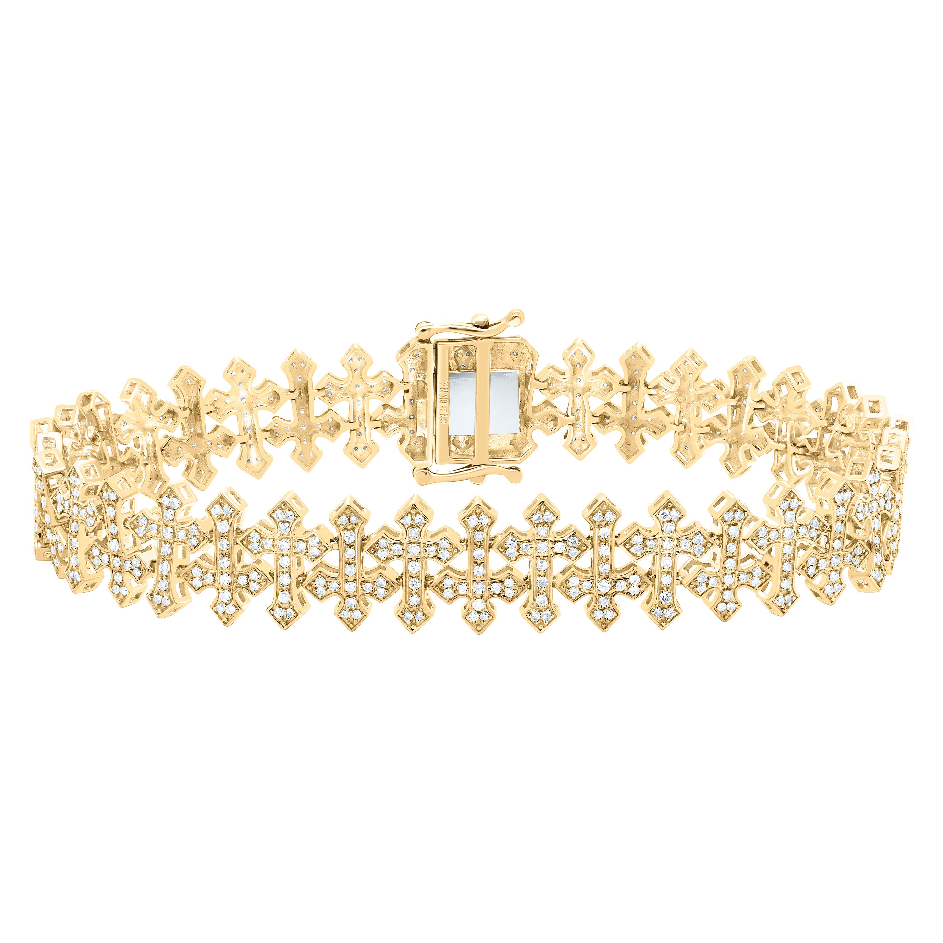 1 5/8Ctw-Nat Dia Nk Fashion Cross Mens Bracelet (8 Inch)