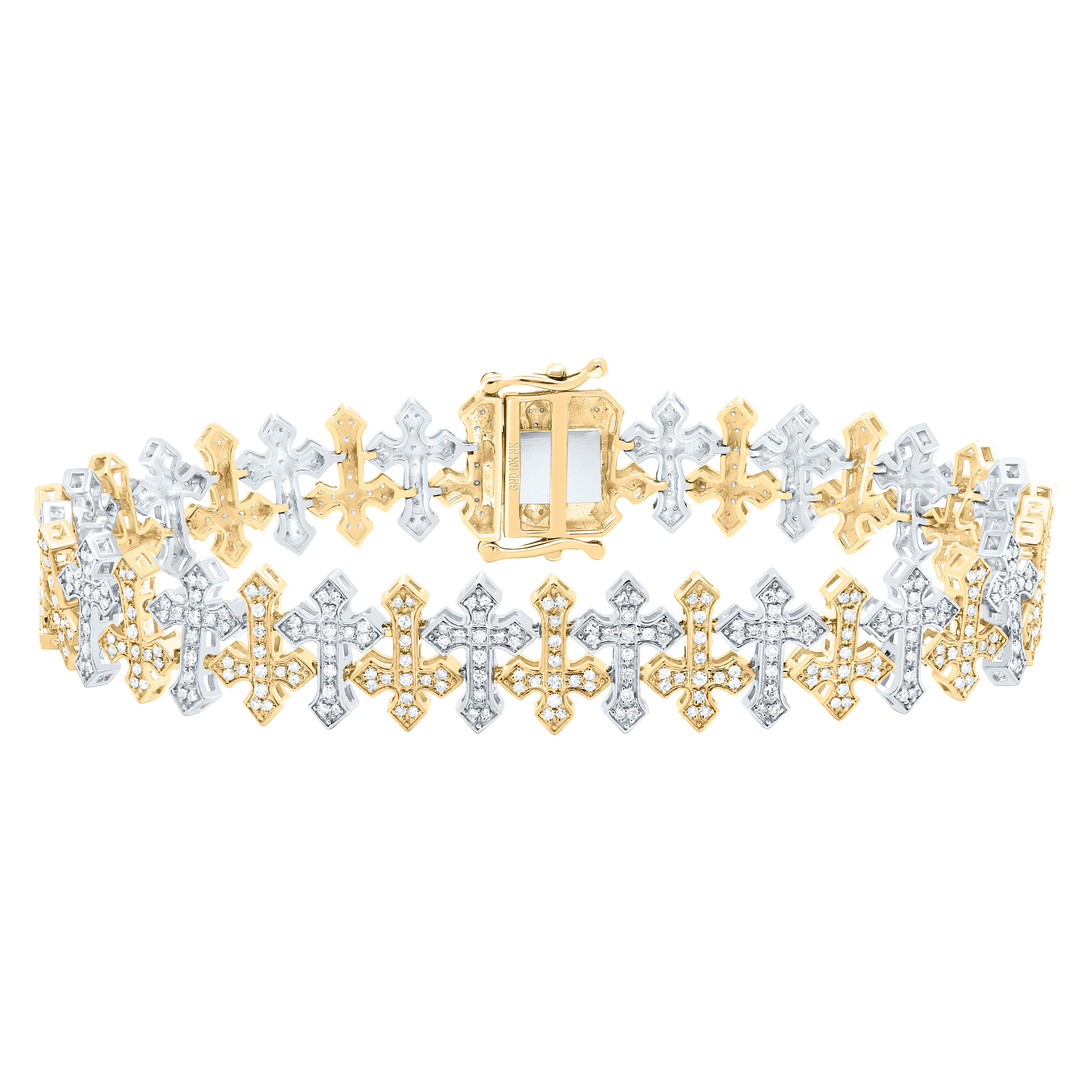 1 5/8Ctw-Nat Dia Nk Fashion Cross Mens Bracelet (8 Inch)