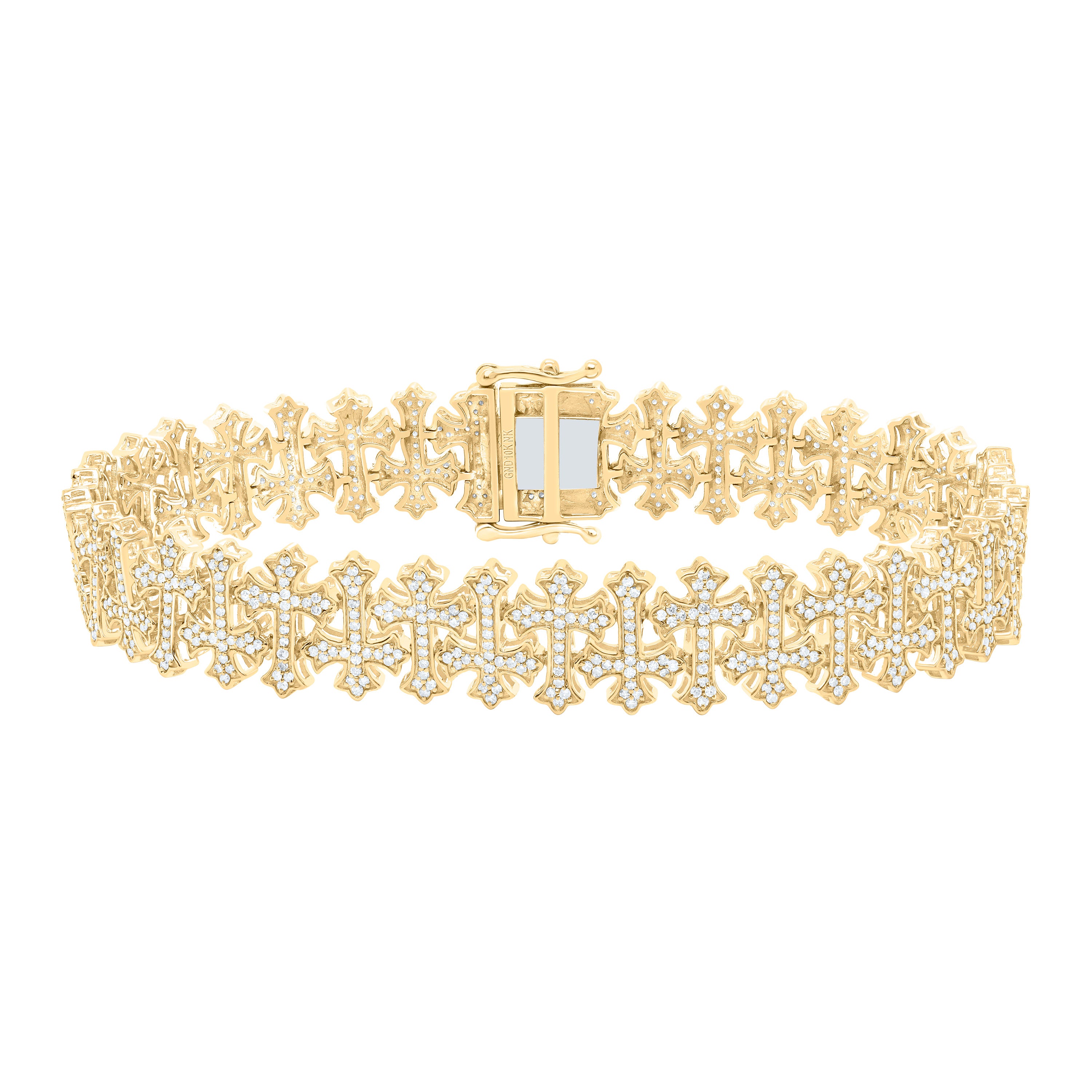 2 1/2Ctw-Nat Dia Nk Fashion Cross Mens Bracelet (8 Inch)