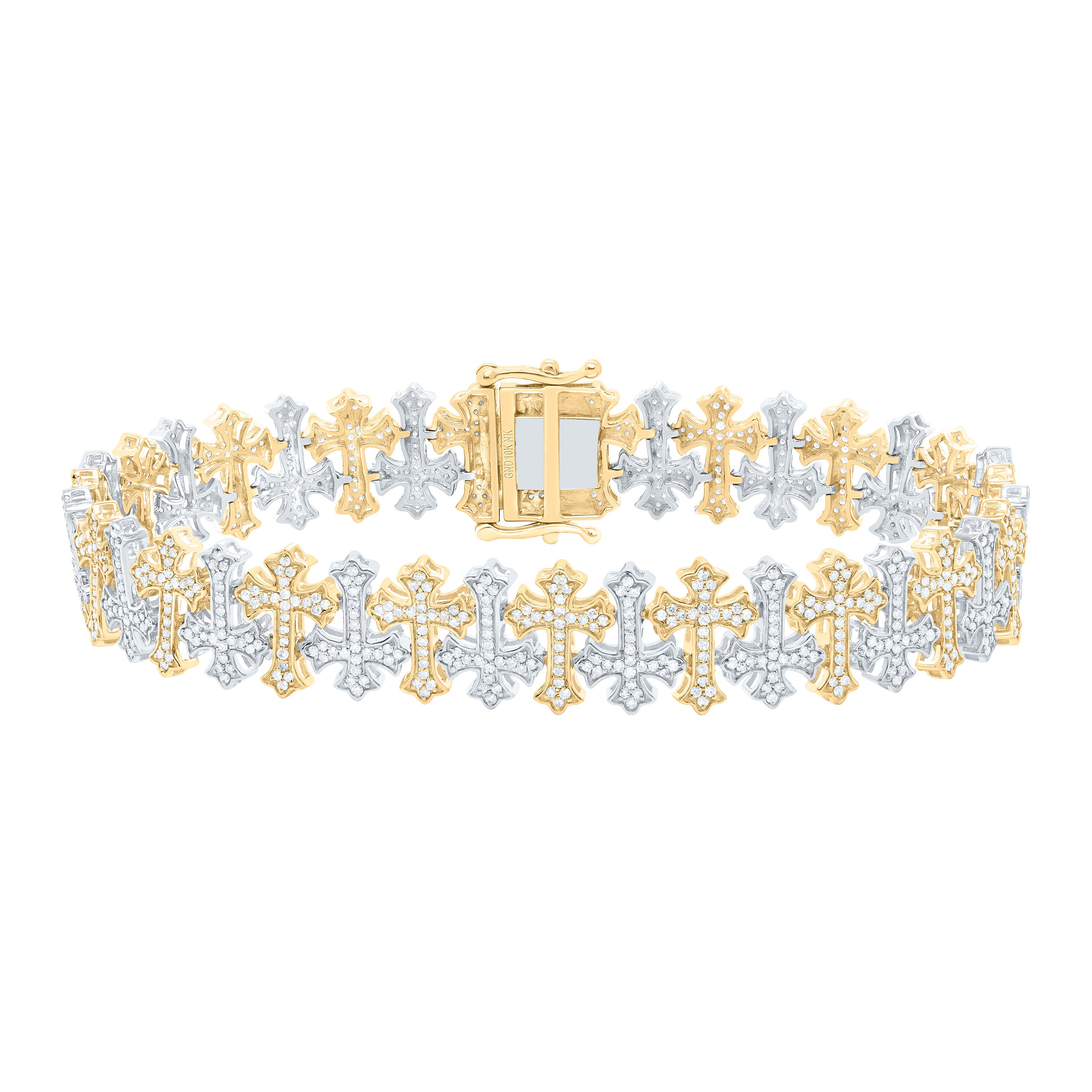 2 1/2Ctw Nat Dia Nk Fashion Cross Mens Bracelet (8 Inch)