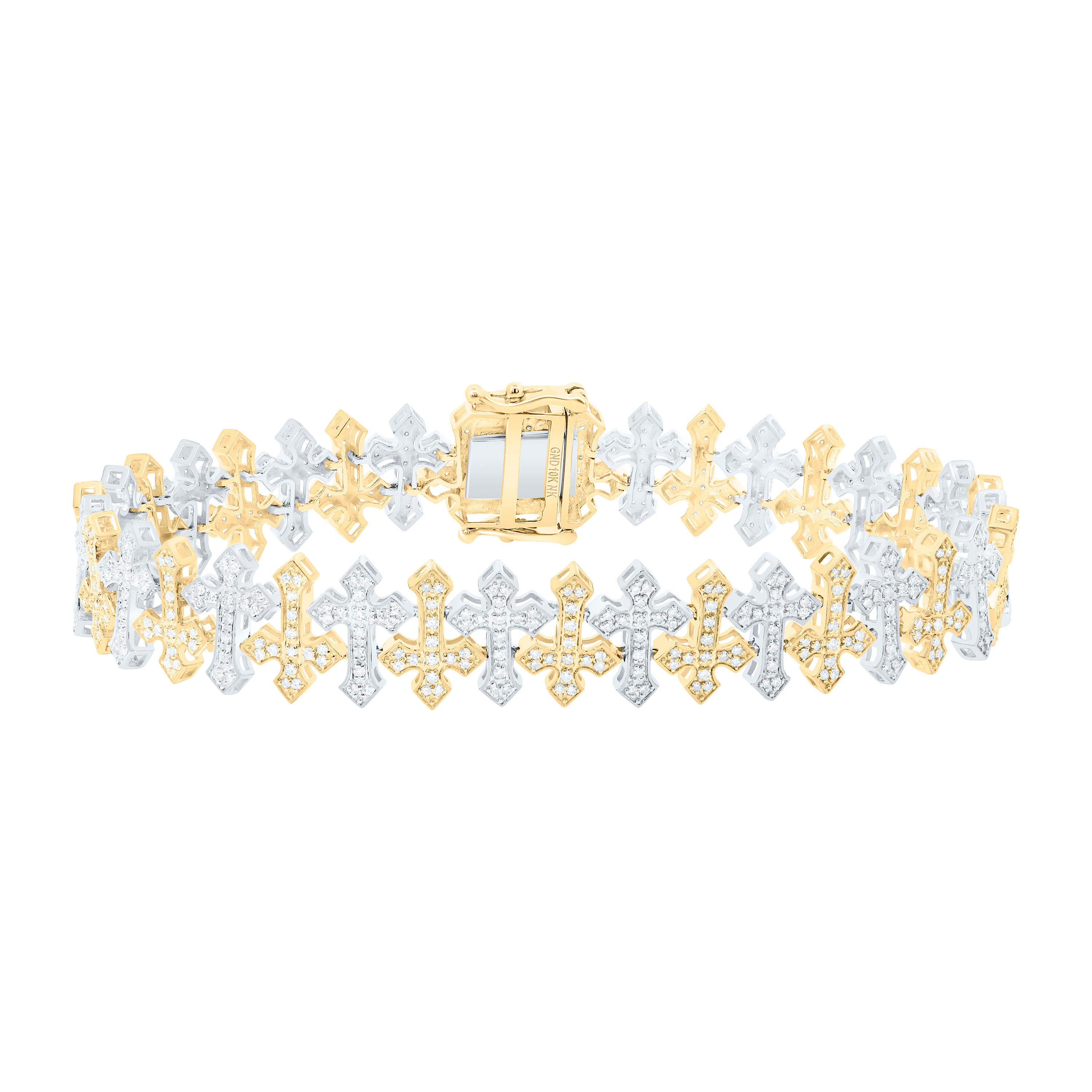 1 3/4Ctw-Nat Dia Nk Fashion Cross Mens Bracelet (8 Inch)