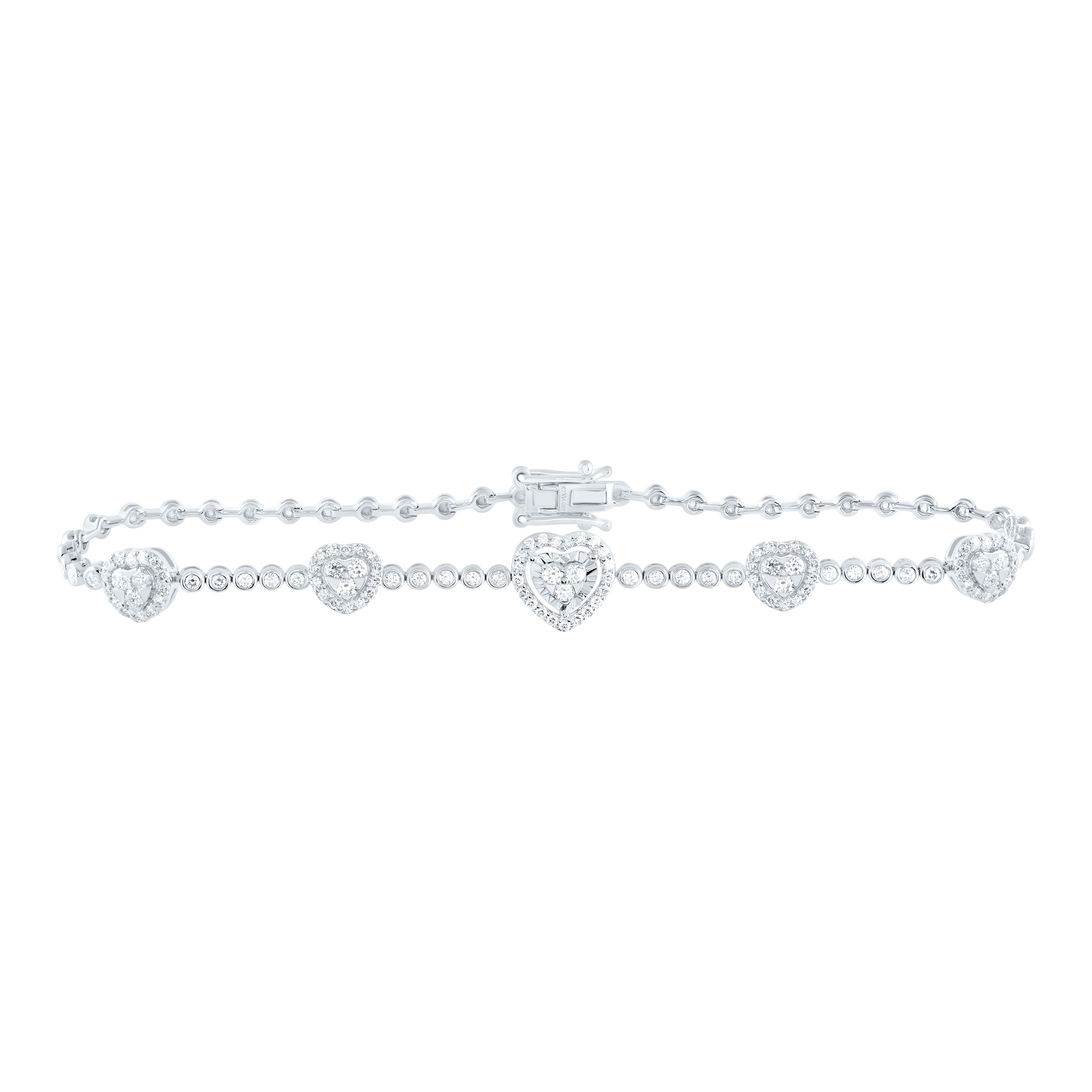 1Ctw Nat Dia Cn Fashion Heart Bracelet( 7 Inch)
