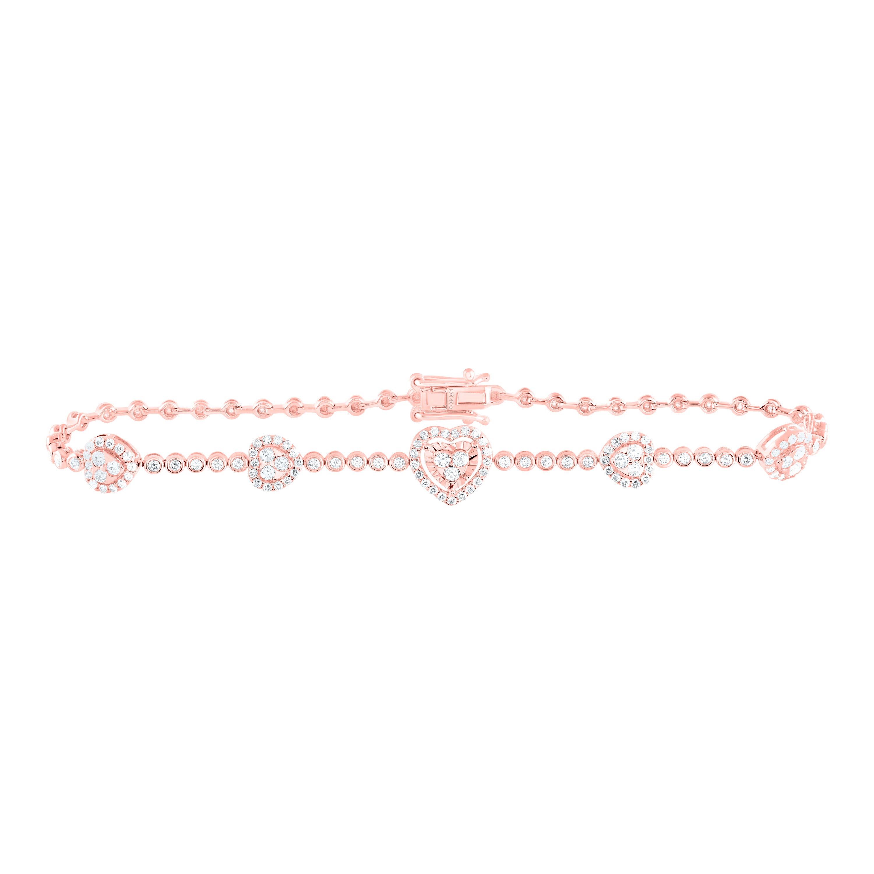 1Ctw Nat Dia Cn Fashion Heart Bracelet (7 Inch)