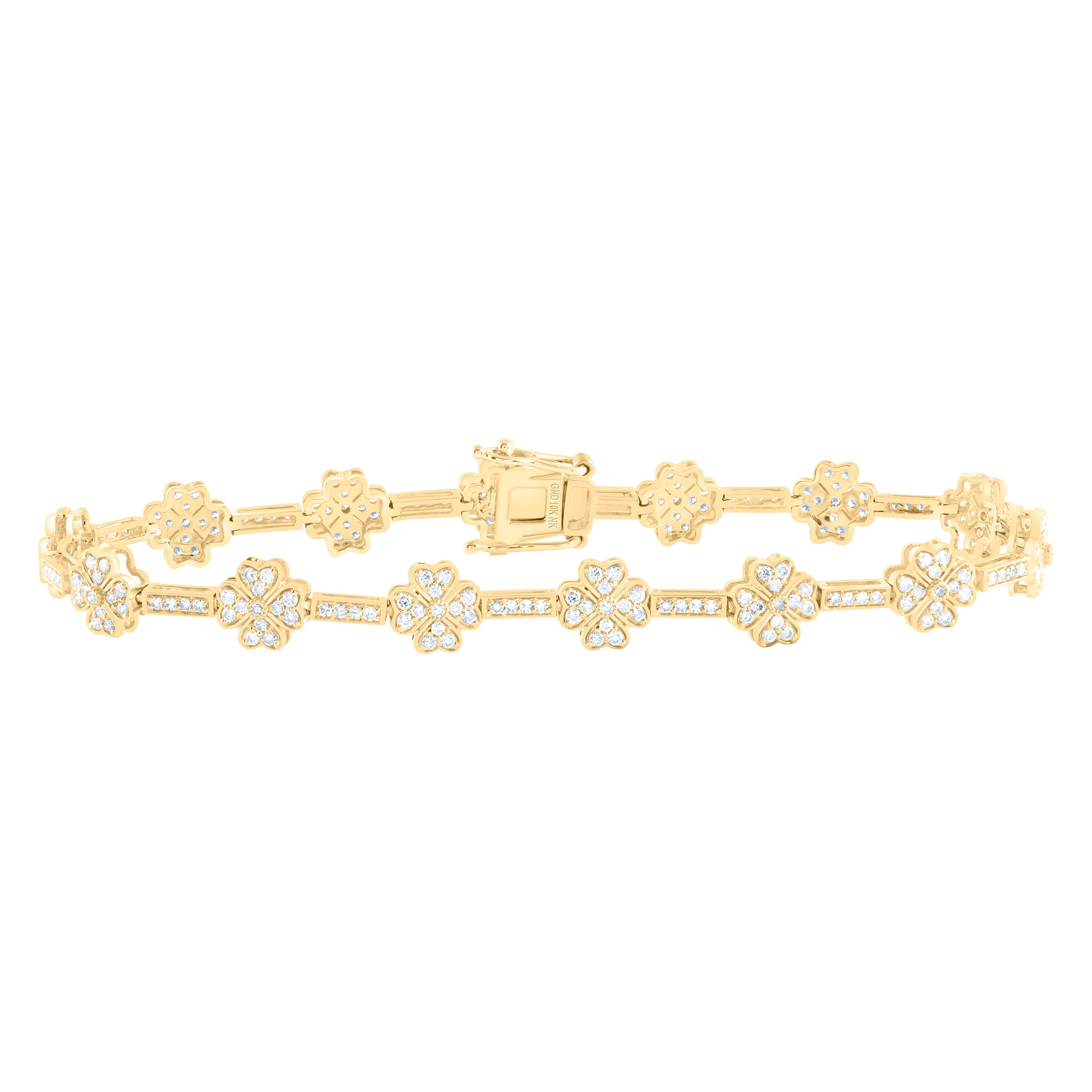 1 1/2Ctw-Nat Dia Nk Fashion Clover Bracelet ( 7 Inch)