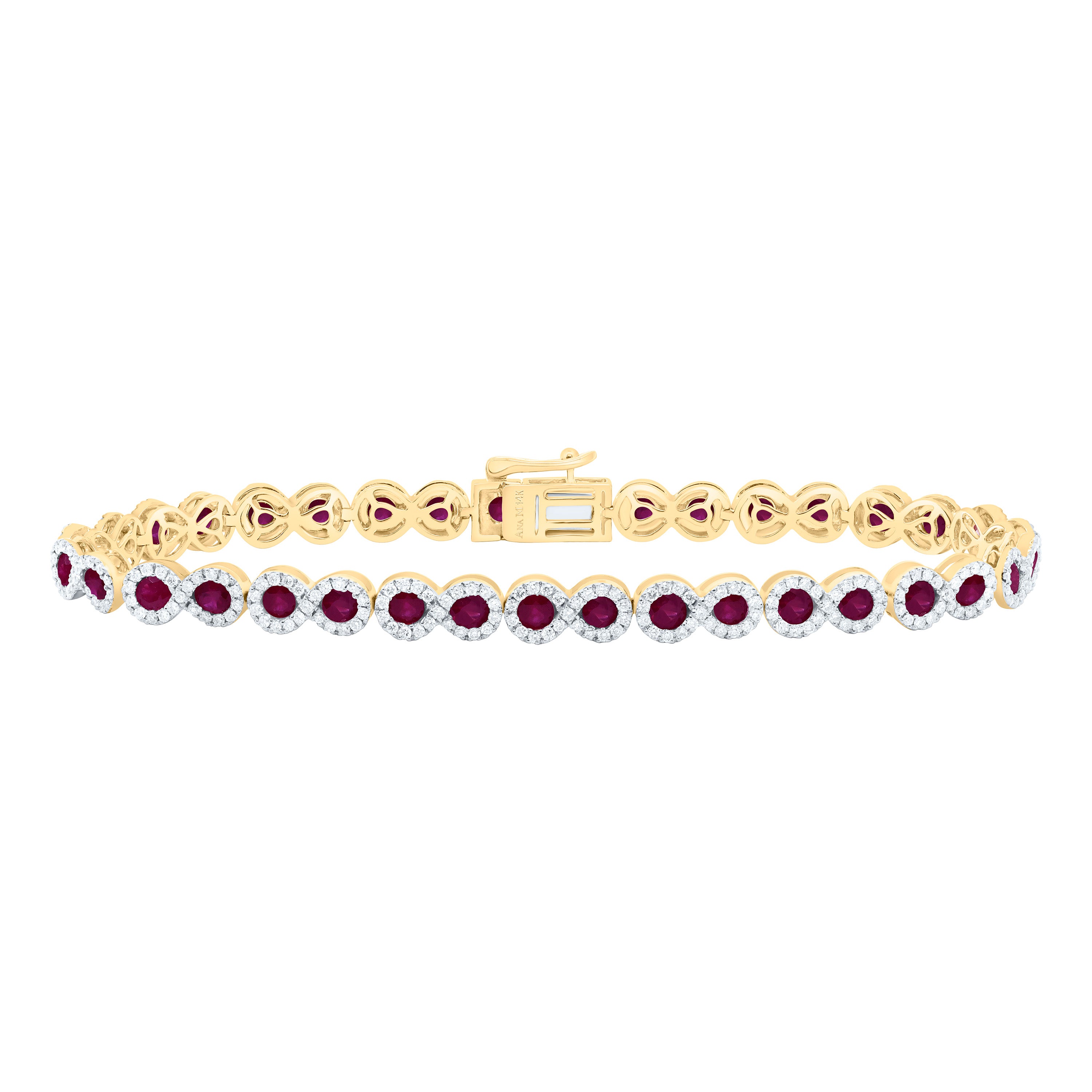 1 3/8Ctw-Nat Dia Ana M 3 1/2Ctw-Rd-Ru Nat Gem Bracelet (7 Inch)