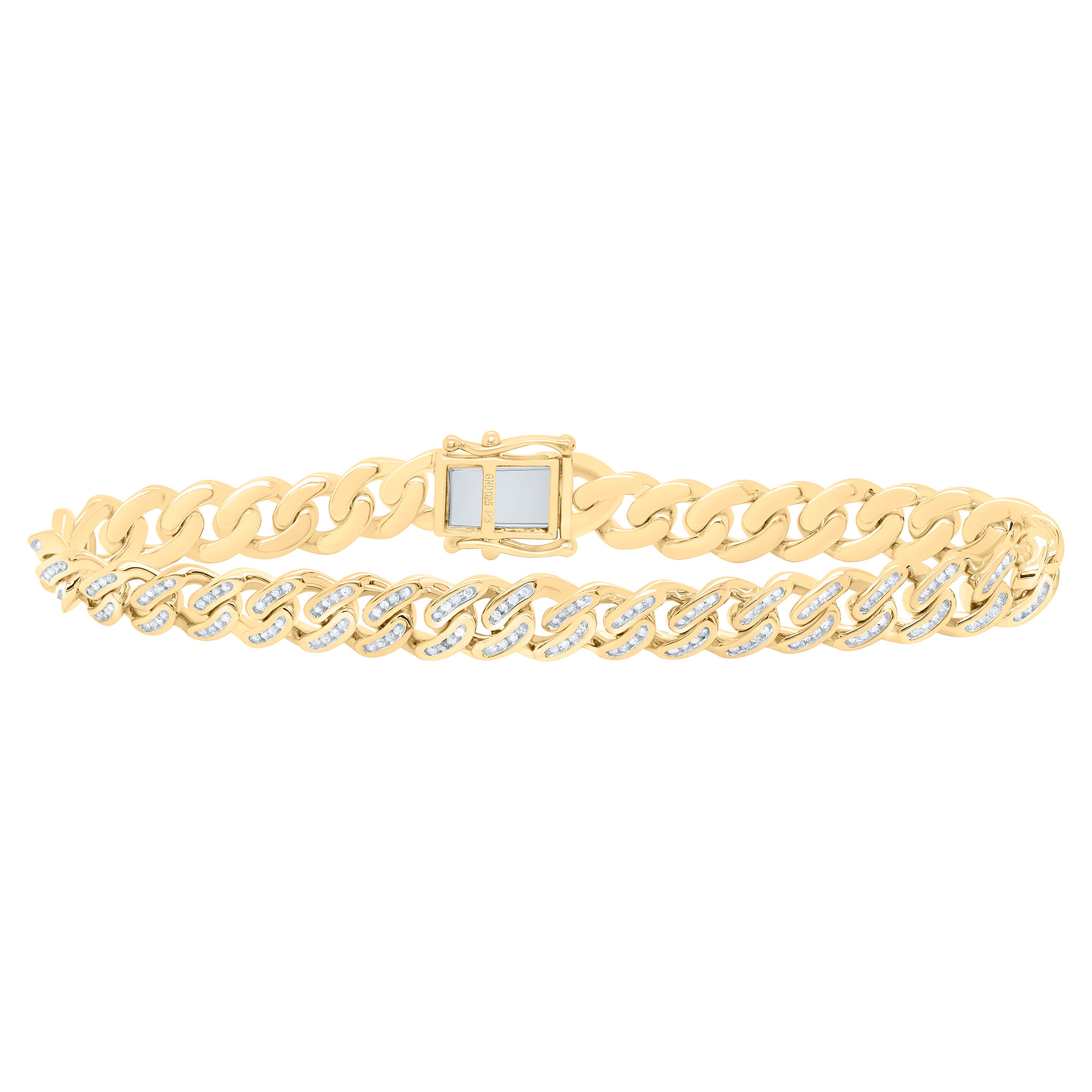 1 Ct-Nat Dia P3 8Mm Gift Cuban Bracelet (8 Inch)
