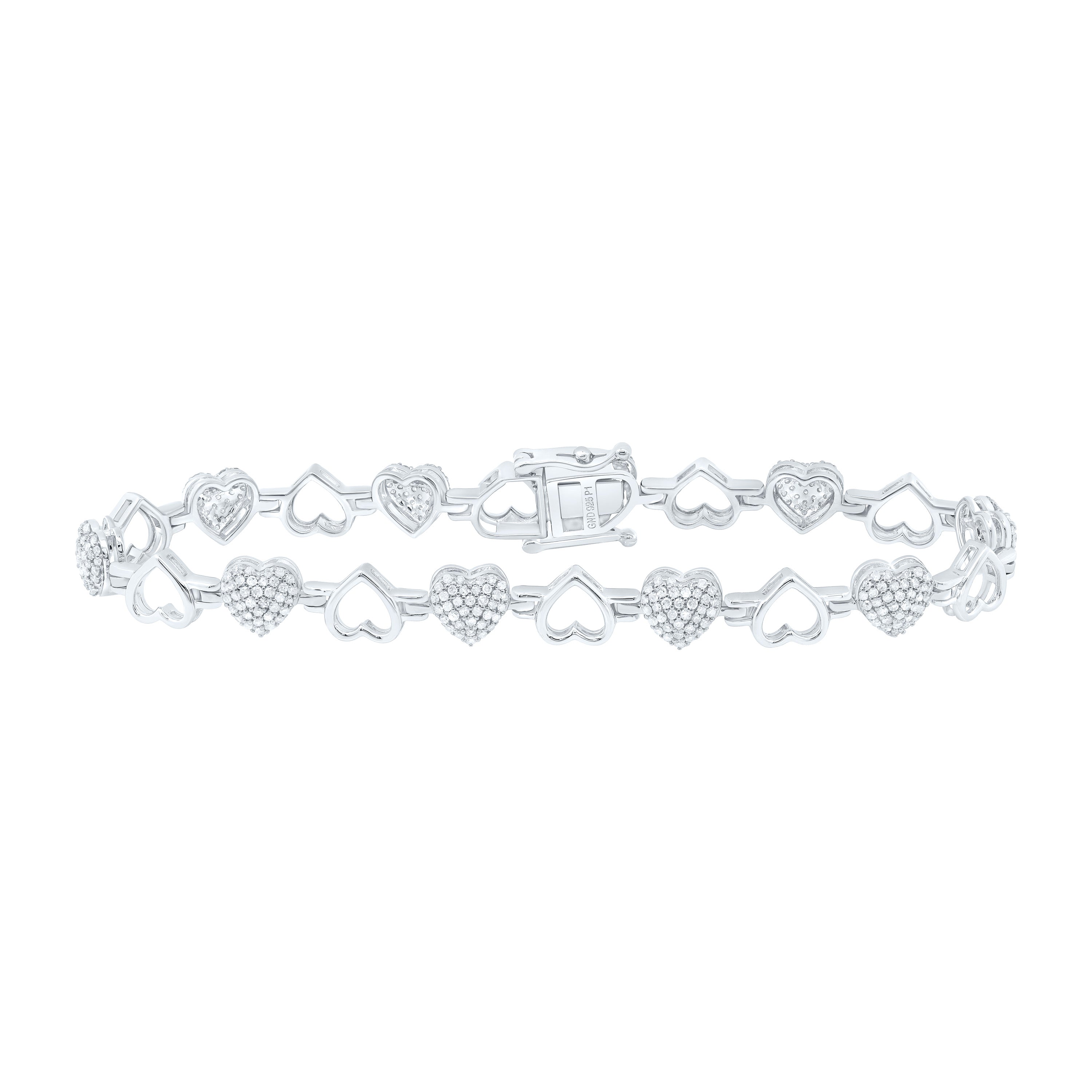 1 1/4Ctw-Nat Dia P1 Gift Heart Bracelet (7 Inch)