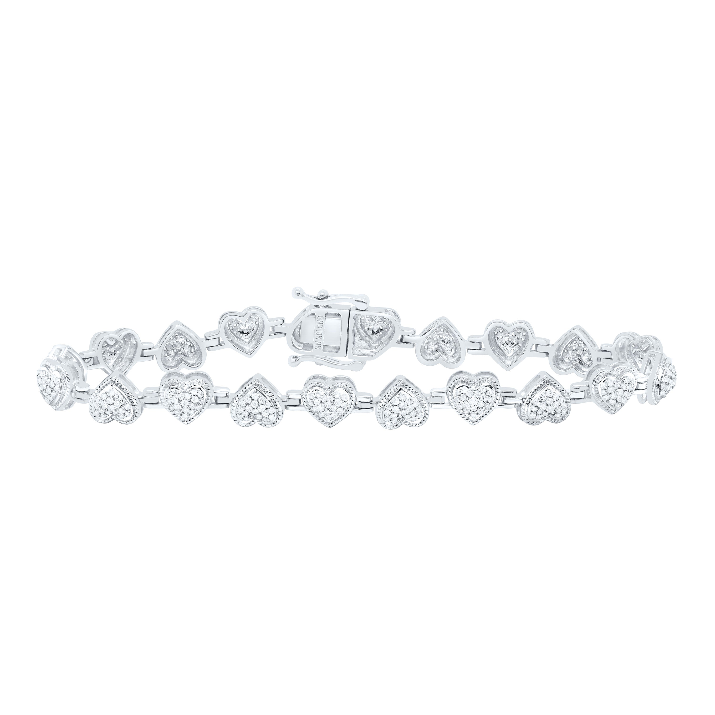1 1/5Ctw-Nat Dia Nk Fashion Heart Bracelet (7 Inch)