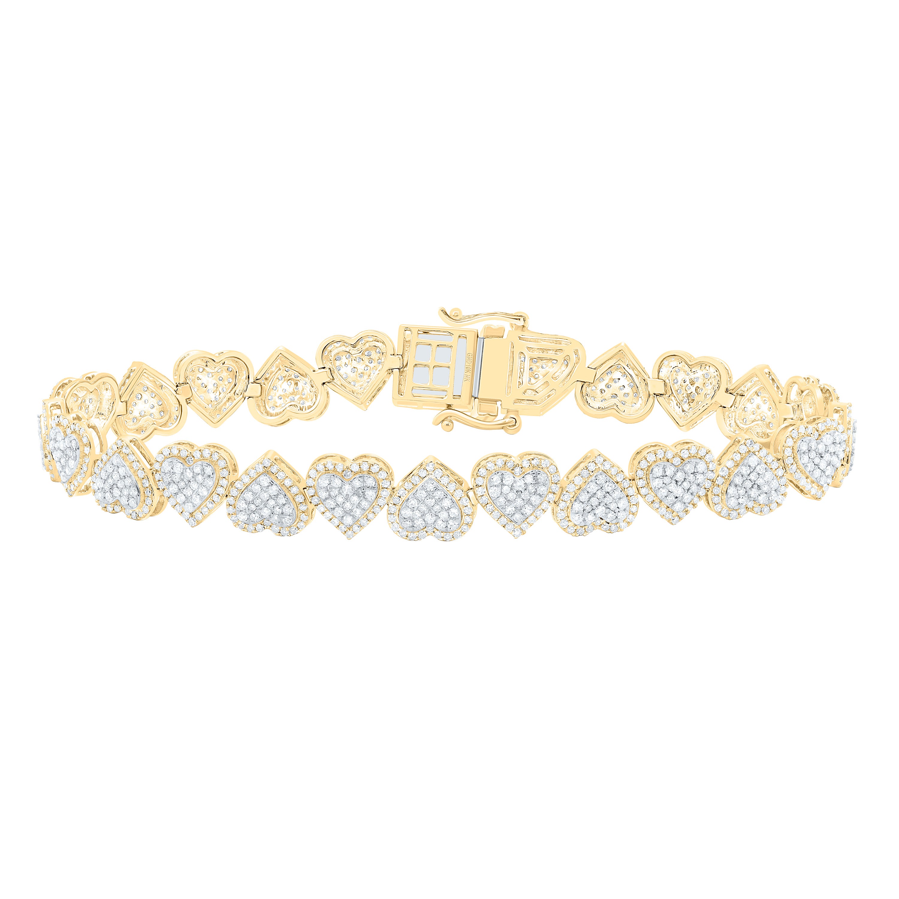 2 1/2Ctw-Nat Dia Nk Fashion Heart Bracelet (7 Inch)