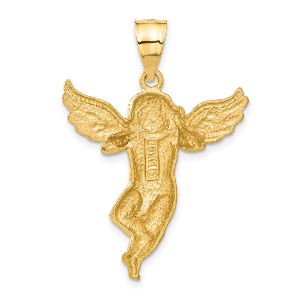 14k Yellow Gold 28 mm Satin Angel Pendant (3.49 grams)