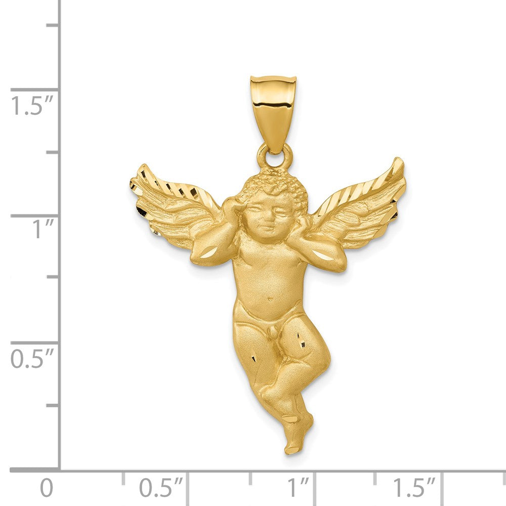 14k Yellow Gold 28 mm Satin Angel Pendant (3.49 grams)