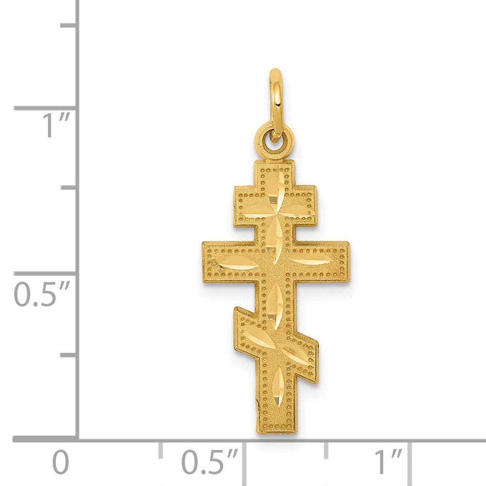 14k Yellow Gold 12 mm Eastern Orthodox Cross Charm (1.11 grams)