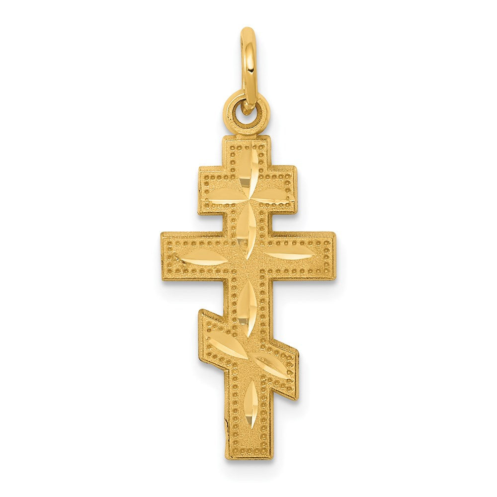 14k Yellow Gold 12 mm Eastern Orthodox Cross Charm (1.11 grams)