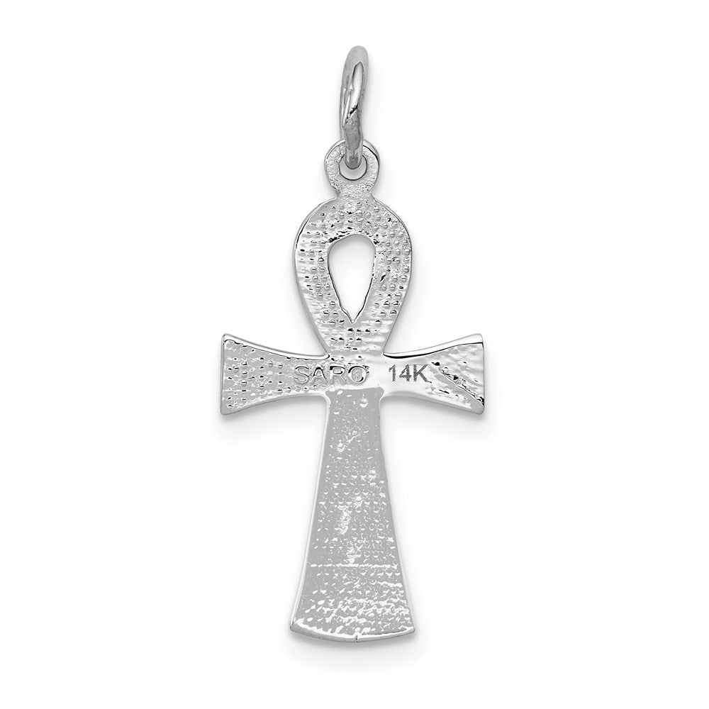 14k White Gold 12 mm Ankh Cross Pendant (0.92 grams)