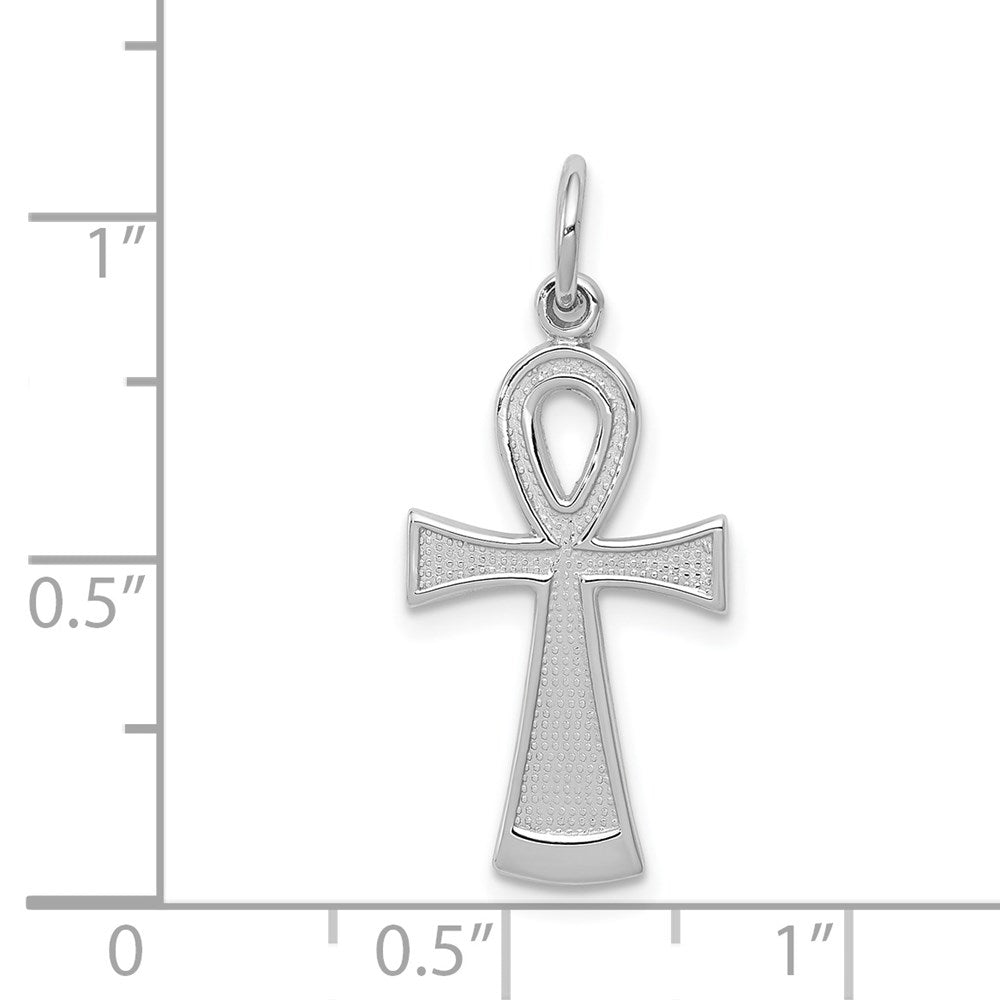 14k White Gold 12 mm Ankh Cross Pendant (0.92 grams)