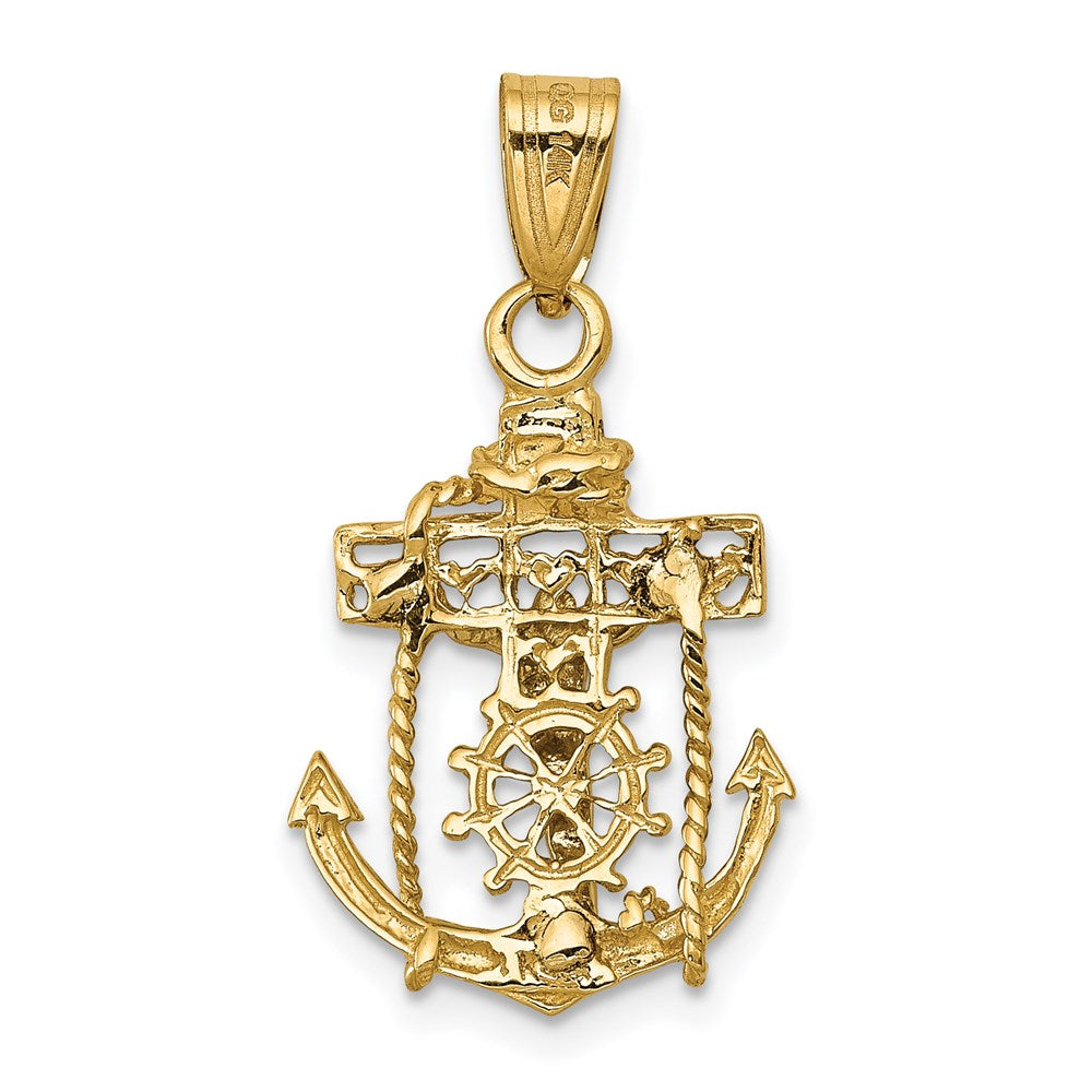 14k Two-tone 15 mm Mariners Cross Pendant (1.01 grams)