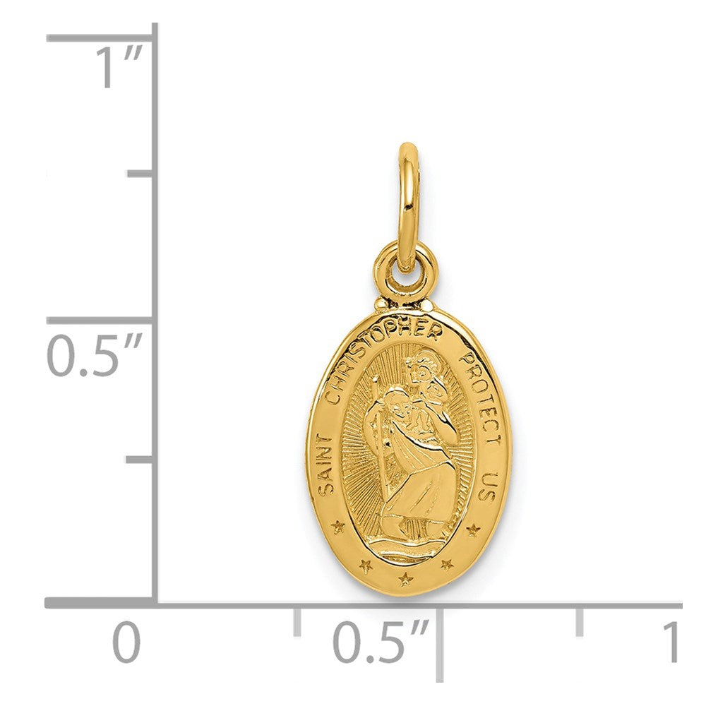 14k Yellow Gold 9.75 mm Saint Christopher Medal Charm (0.78 grams)