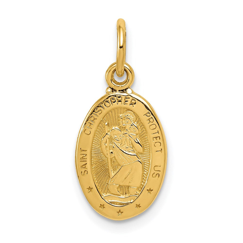 14k Yellow Gold 9.75 mm Saint Christopher Medal Charm (0.78 grams)