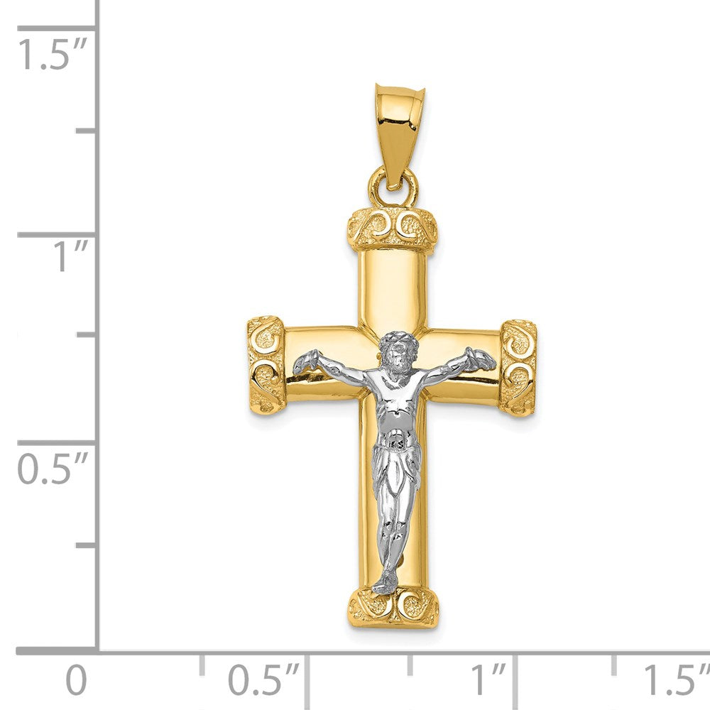 14k Two-tone 17 mm Jesus Crucifix Pendant (1.86 grams)