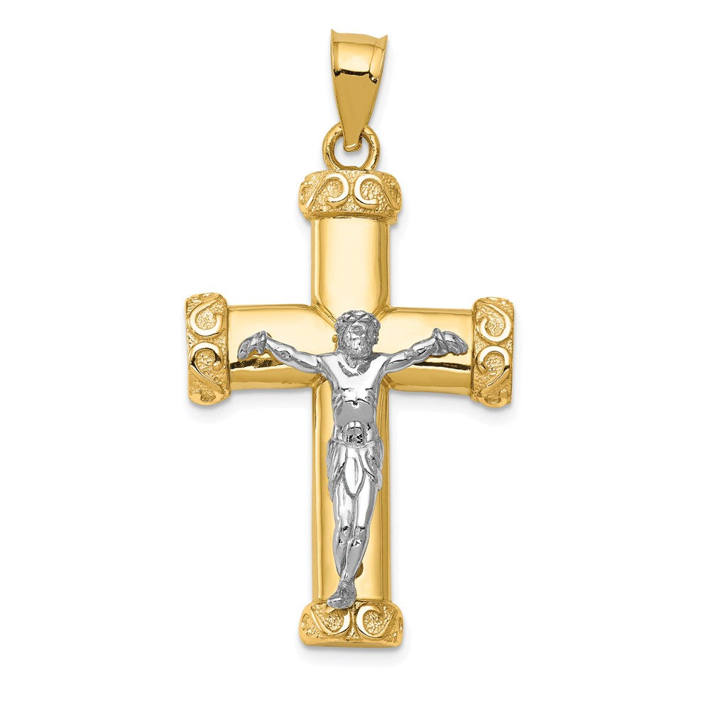 14k Two-tone 17 mm Jesus Crucifix Pendant (1.86 grams)