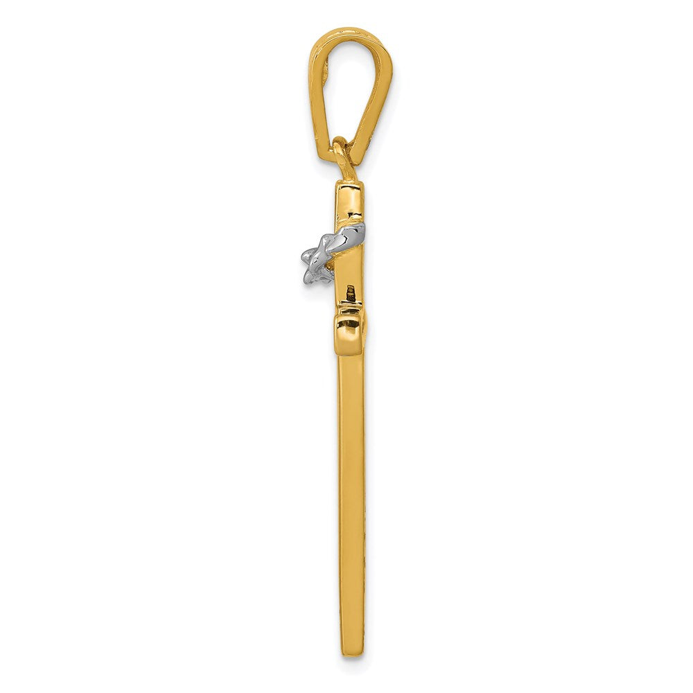 14K Two-Tone Cross with Crown of Thorns Pendant (3.13 grams)