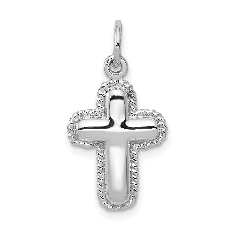 14k White Gold 12 mm Polished Cross Charm