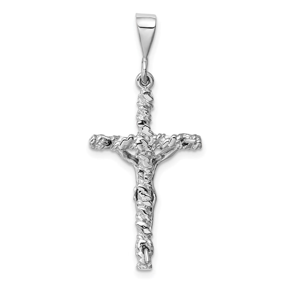 14k White Gold 17 mm Jesus Crucifix Charm (2.4 grams)