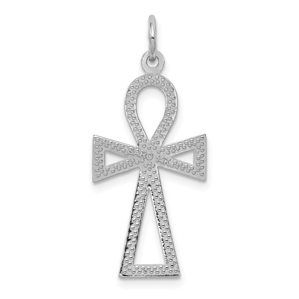 14k White Gold 14 mm Ankh Cross Pendant (1.15 grams)