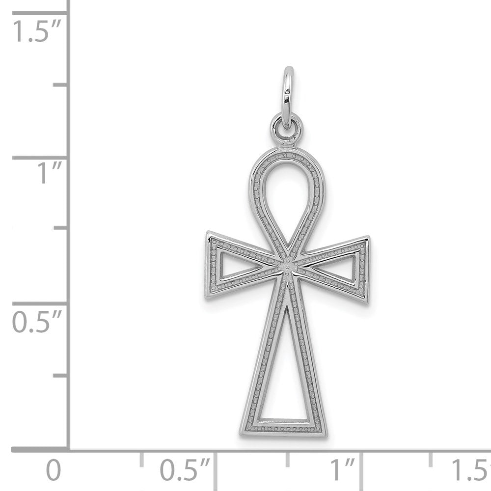 14k White Gold 14 mm Ankh Cross Pendant (1.15 grams)