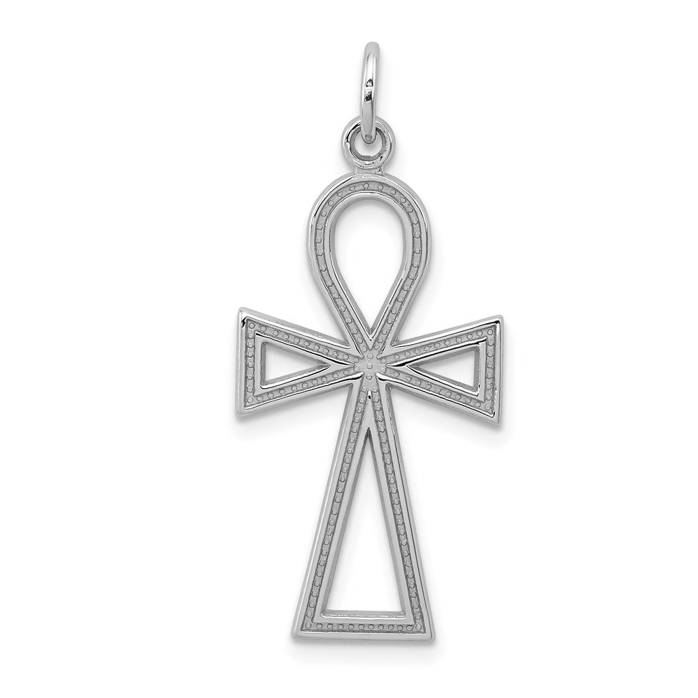 14k White Gold 14 mm Ankh Cross Pendant (1.15 grams)