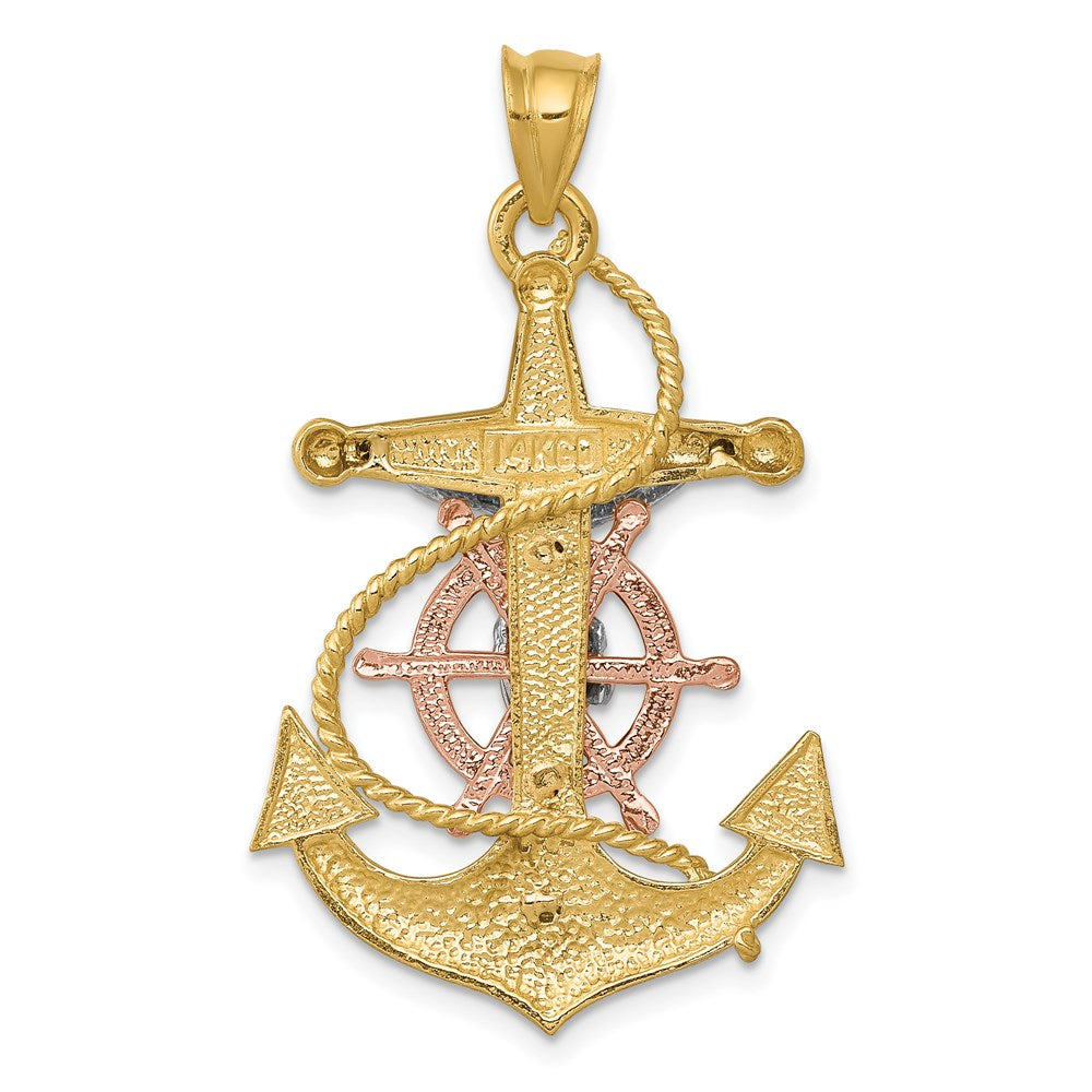 14k Tri-Color 23 mm Tri-color Mariners Cross Pendant (4.18 grams)