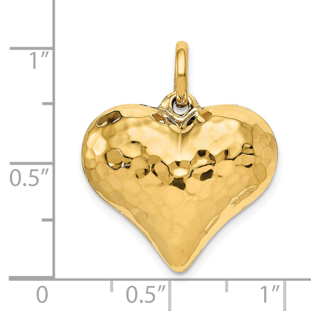 14k Yellow Gold 21 mm red 3-D Heart Pendant (2.5 grams)