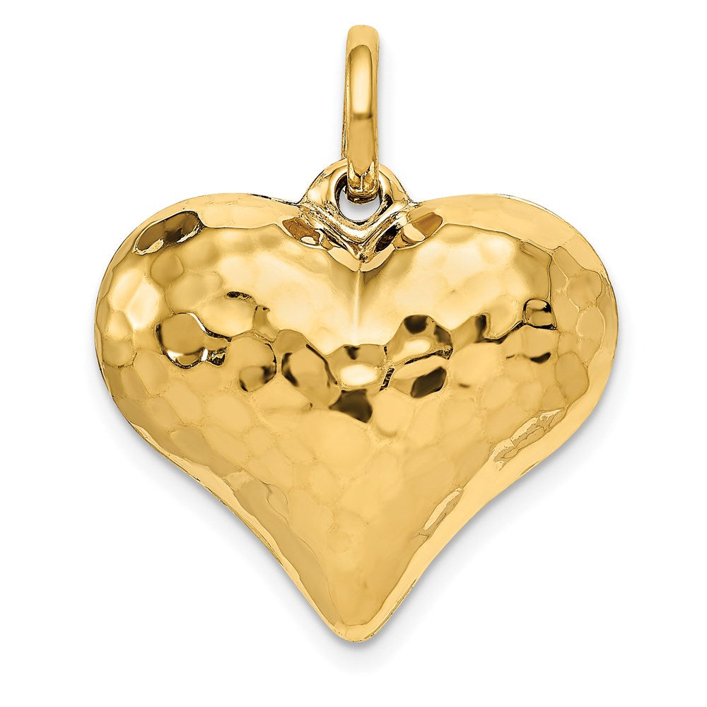 14k Yellow Gold 21 mm red 3-D Heart Pendant (2.5 grams)