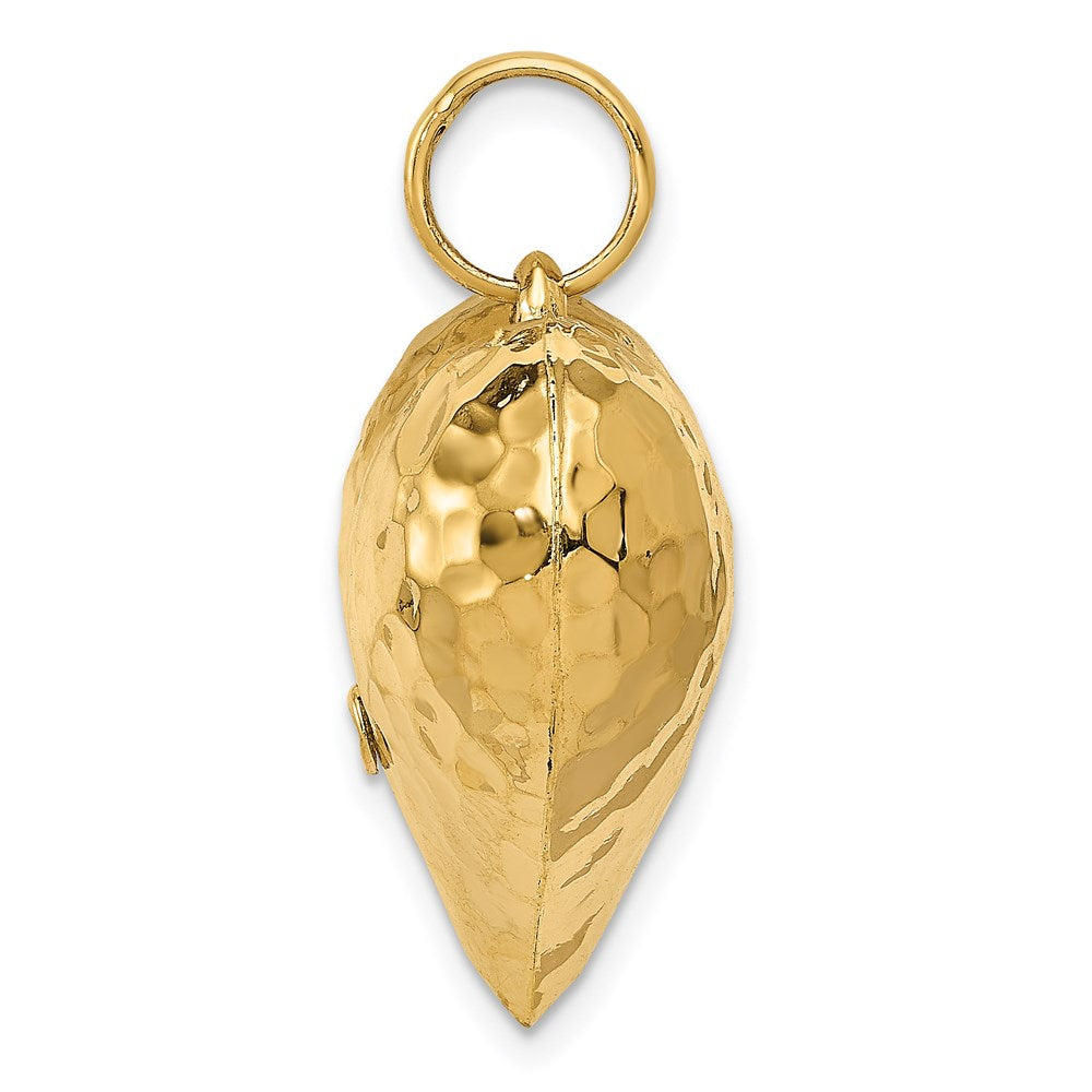 14K Polished and Hammered 3-D Puffed Heart Pendant (2.92 grams)