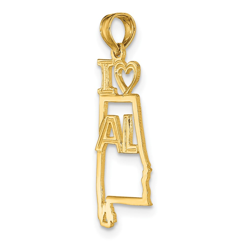 14k Solid I HEART AL Alabama State Pendant (0.67 grams)