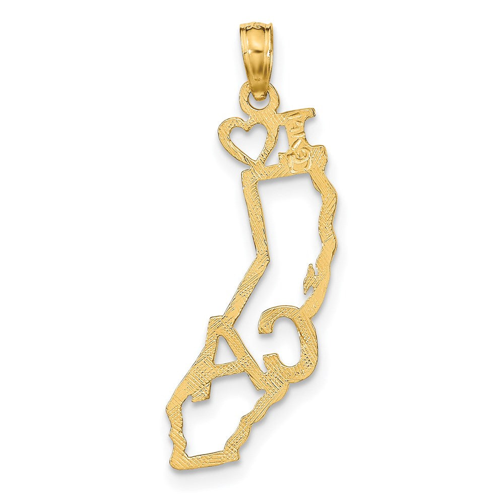 14k Solid I HEART CA California State Pendant (0.64 grams)