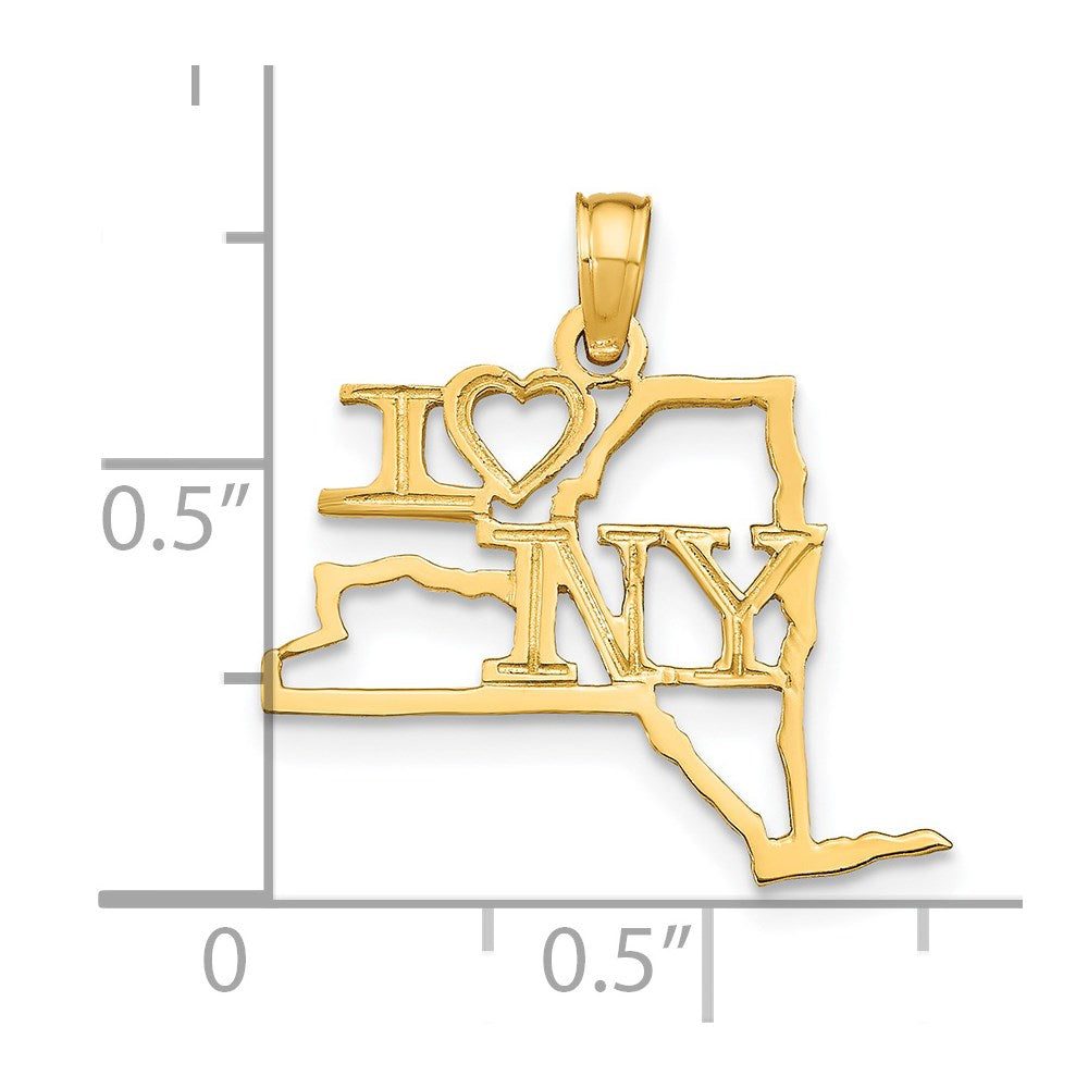 14k Solid I HEART NY New York State Pendant (0.84 grams)
