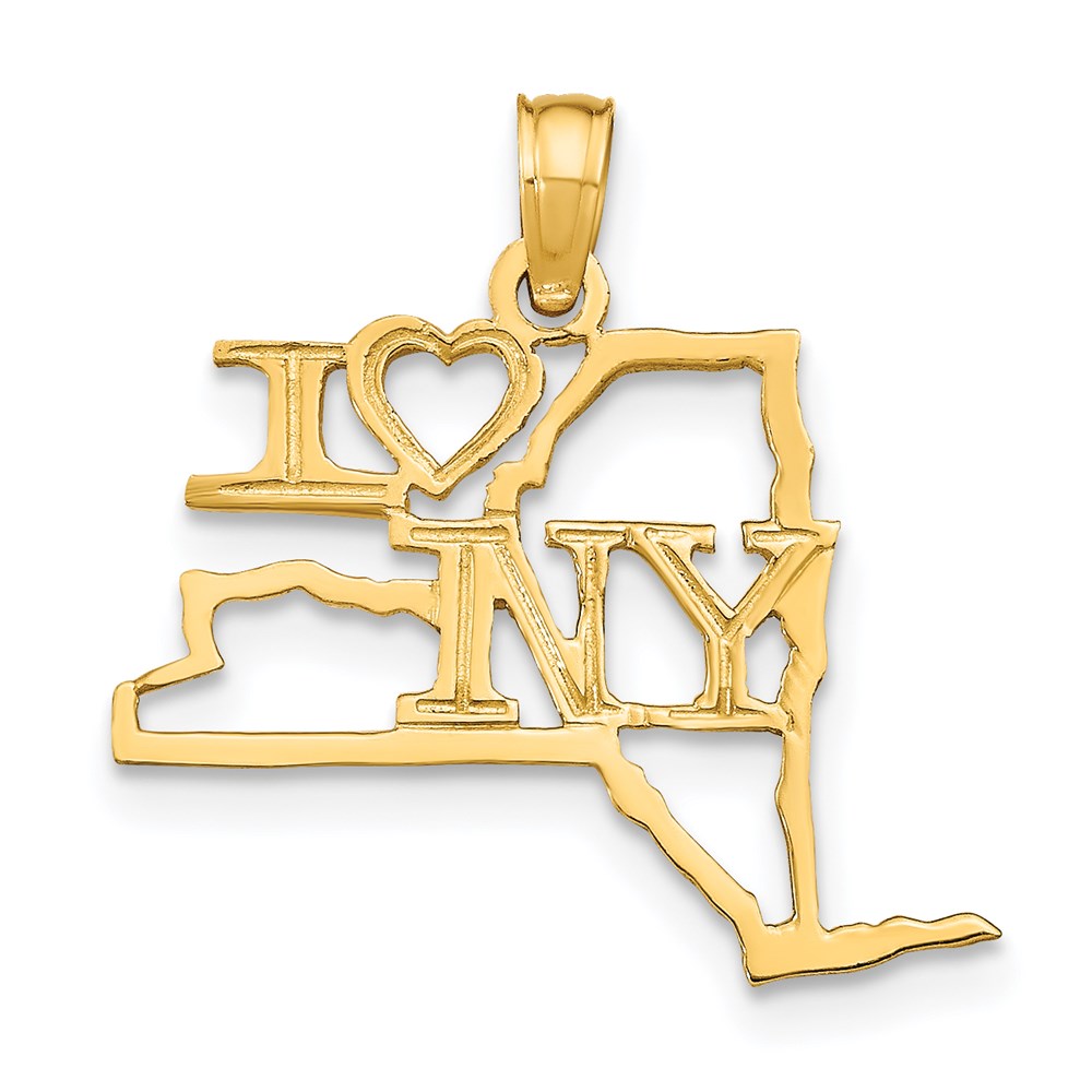 14k Solid I HEART NY New York State Pendant (0.84 grams)